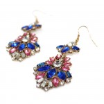 Isla Azure and Pink Crystal Floral Marquise Earrings